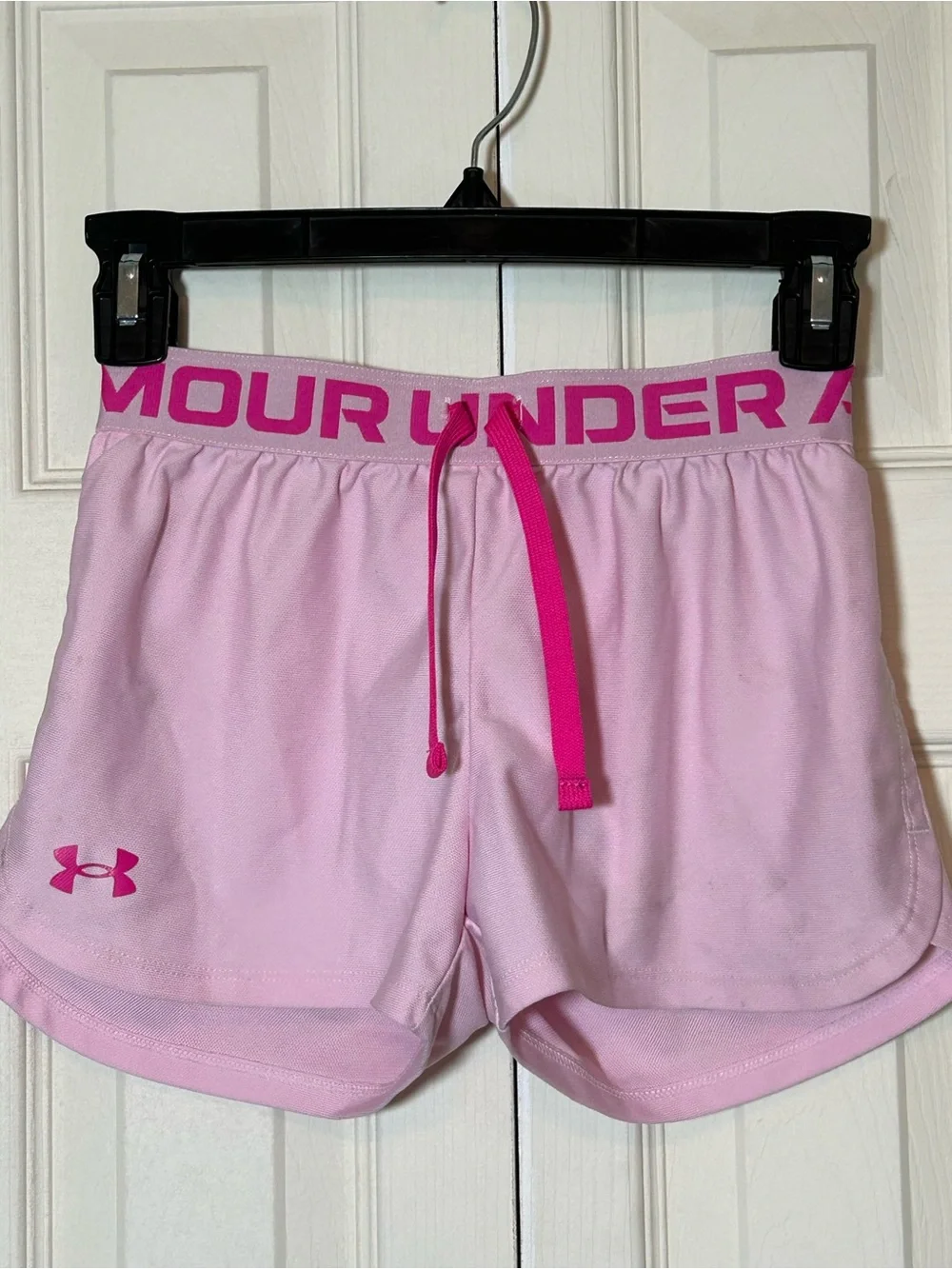 Under Armour Girls' Youth Size M Play-Up Athletic Shorts In Pink/Fuchsia